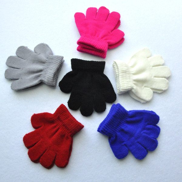 6 colors 1-3 years old children's winter warm solid color five fingers small gloves children's warm knitted gloves P077