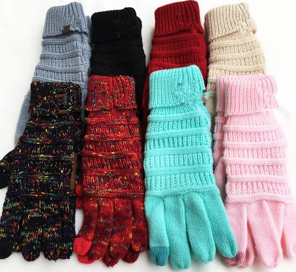 Knitted Gloves Women Men Colorful Touch Screen Gloves Winter Knitted Warm Full Finger Gloves Mittens KKA6187