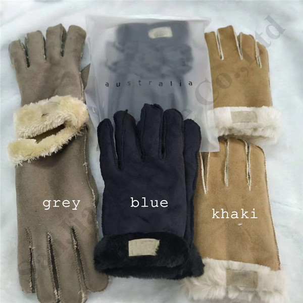 Mens UG Brand Gloves Australia Classic Suede Glove Mittens Fur Fleeced Warm Finger Gloves Furry Glove U&g Sports Windproof Handwear C112705