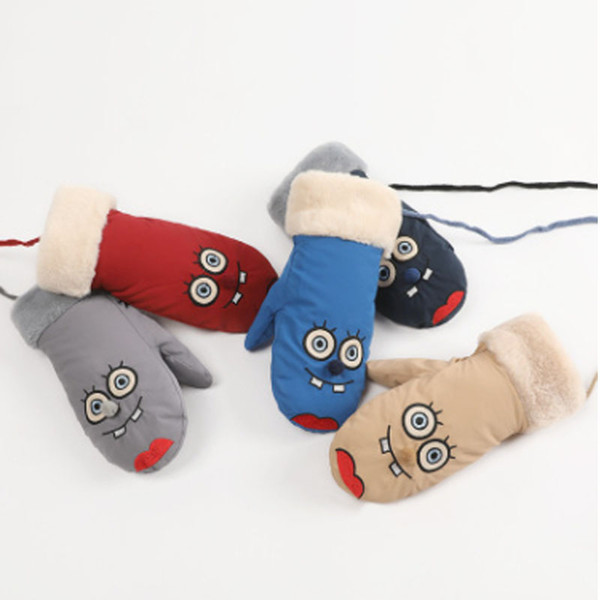 Kids gloves Are suitable for boys and girls Keep warm in winter with Printed designs Hand ropes Zhuxiaomei