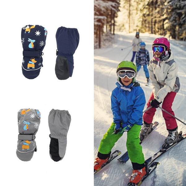 Children Ski Gloves Windproof Waterproof Warm Three-layer Warm Gloves For 2-6 Years Old Children