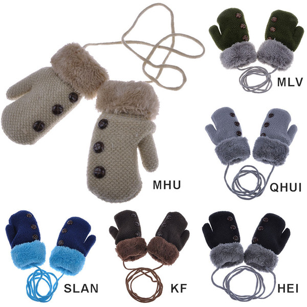 2019 Baby winter gloves button thick warm and soft acrylic + wool cotton outdoor application