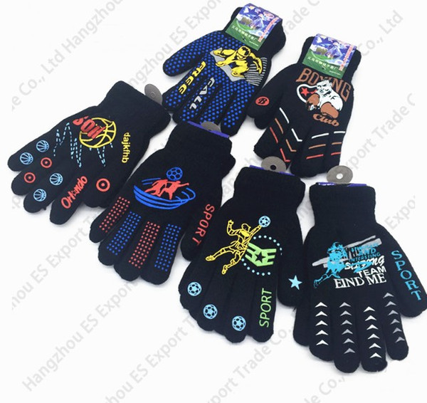 Warm Double Thick Layer Of Children Finger Golves Cartoon Pattern Winter Knitting Kids And Baby Riding Gloves Mix 6 Colors Wholesale