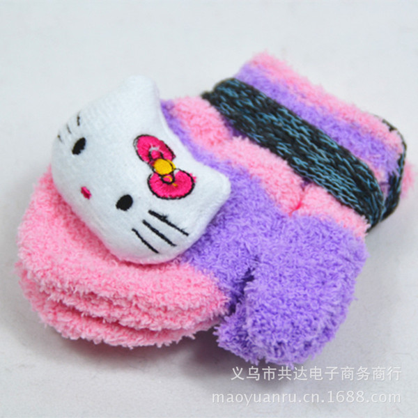 FREE SHIPPING+12pair/lot HelloKitty Girl Knitted fashion Gloves Mixed color,Children Baby/boy/Girl Winter Warm Gloves,kid gloves