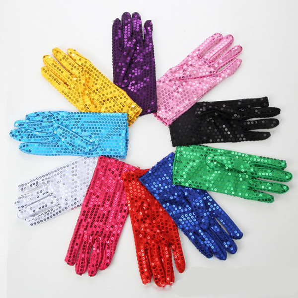 Christmas Gloves Sparkly Sequins Wrist Gloves for Party Dance Stage Performance Event Kids Costume Fashion Girls Boys Gift