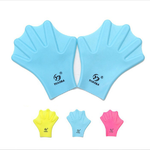 Swimming Webbed Gloves Adult Swimming Finger Fins Hand Paddle Wear Silicon Swimming Fins 3 Colors High Quality