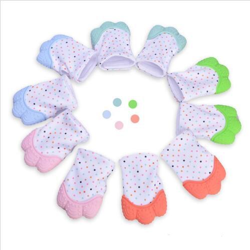 Silicone Teether Baby Pacifier Gloves Toddler Teething Gloves Newborn Nursing Mittens Kids Teether Chewable Nursing Beads Sound Mitts YL805