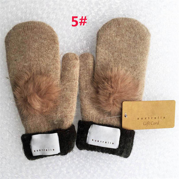 Fashion Women's Brand Gloves for Winter and Autumn Cashmere Mittens Gloves with Lovely Fur Ball Outdoor sport warm Winter Gloves