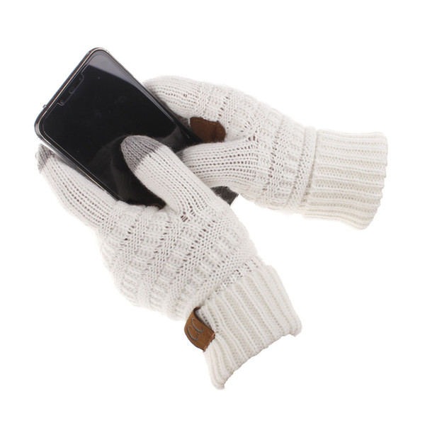 DHL free CC Touch Screen Gloves 8 Colors Winter Knitted Warm Full Finger Mittens Party Supplies