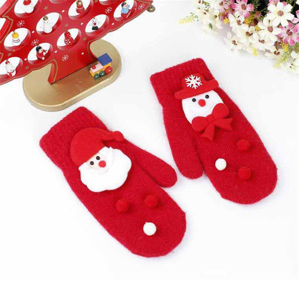 Children Merry Christmas Gloves Rabbit Fur Santa Claus Snowman Mittens Gilrs Winter Soft Warm Gloves For Students Cycling Outdoors