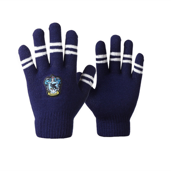 Harry Cosplay Potter College Gloves Gryffindor Slytherin Ravenclaw Hufflepuff Gloves Badge Winter Warm Glove Cartoon Halloween Gift