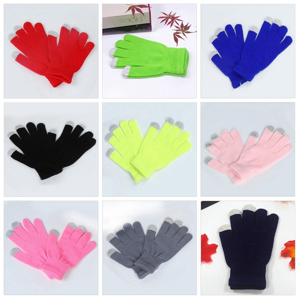 Christmas Touch Screen Gloves Solidr Children'S Finger Gloves Winter Outdoor Cycling Mittens Brand Men & Women Knit Wool Mittens LM32