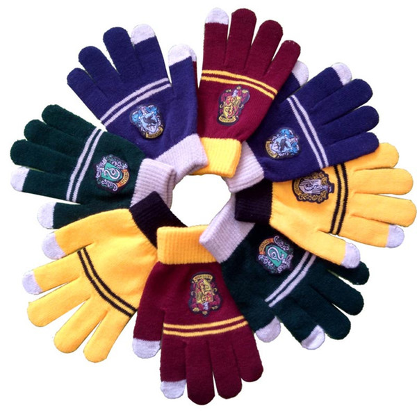 Harri Potter Touch Screen Warm Gloves Badge Gryffindor Hufflepuff Slytherin Ravenclaw Kid magic Gift Mittens Cosplay