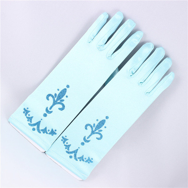 cosplay blue long kids girls children Coronation gloves finger princess gloves for birthday party christmas halloween new year