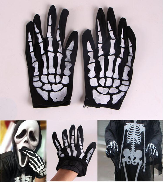 Halloween supplies props decorations fancy dress party horror Skeleton ghost gloves bone cloth decorative gloves wholesale