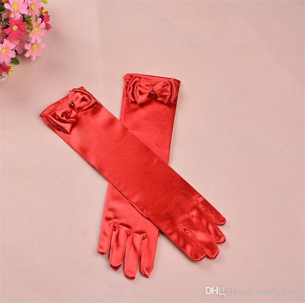 Girls Dress Gloves Children's Wear Girls Wedding Butterfly Knot Accessories Baby Kids Costume Gloves Children's Finger Mittens Fre