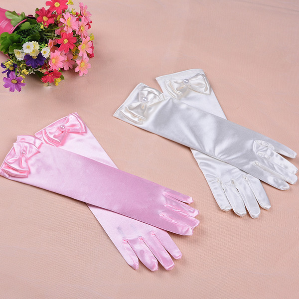 Free Shipping Children's Day The Princess Dance Stage Princess Skirt Cylinder Flower Girl Dress Gloves Festival Gloves Bow