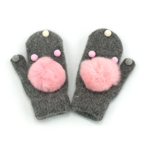 Winter Unisex Mittens Design Children Kids Keeping Warm Cute Add Velvet Knitted Gloves 1-4T ST0206 free shipping