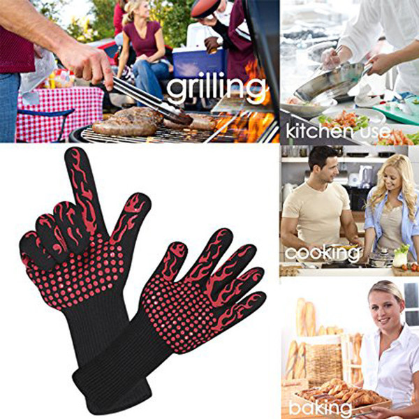 500 Celsius Double-layer Heat Resistant Gloves Oven Gloves BBQ Baking Cooking Mitts In Insulated Silicone BBQ Gloves Kitchen Tools 2019 Hot