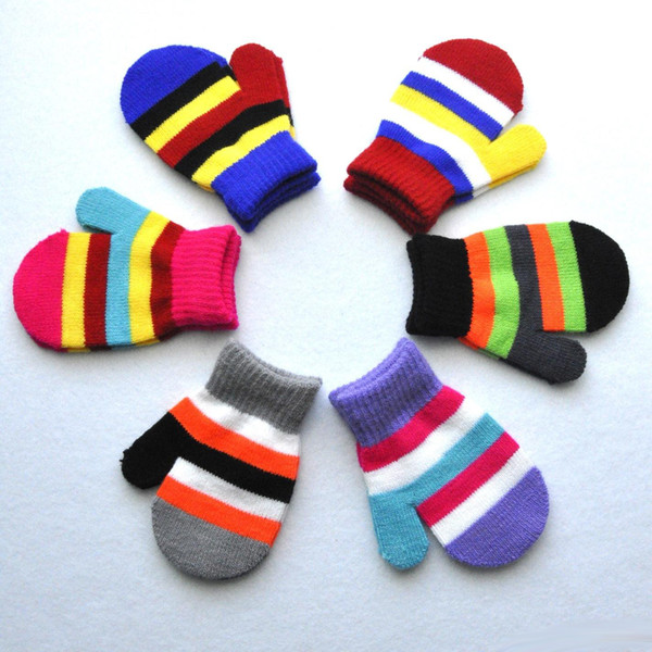 New Colorful Children Striped Mittens Soft Gloves Kids Boy Girl students Warm Gloves For Baby 1-4T