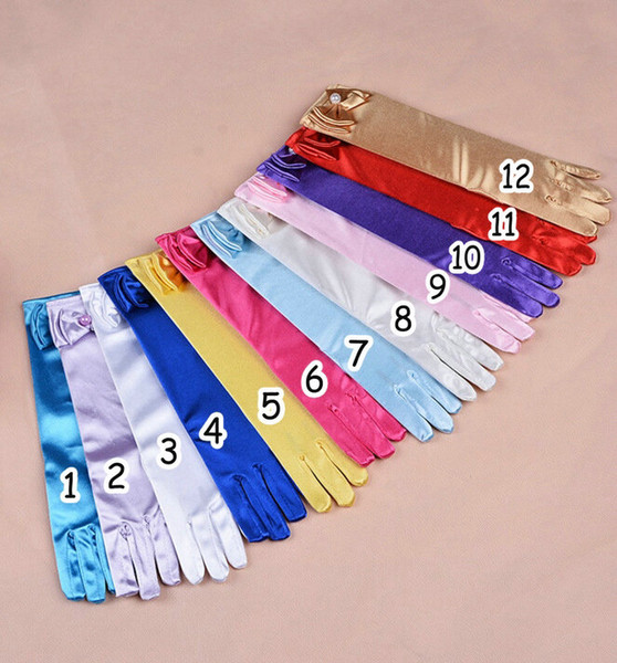 Frozen Cinderella Girls Long Gloves Free DHL children Cinderella Princess bowknot Accessories wedding Silk gloves A059