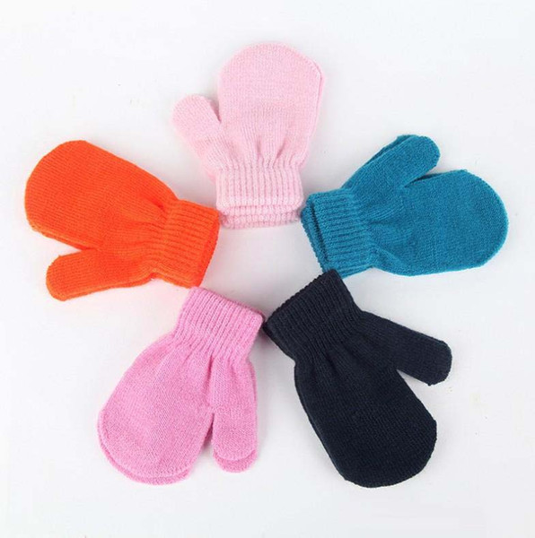 Winter new baby full finger gloves 5 kinds of color glove knitting warm soft gloves for boys and girls children Winte gloves wholesale