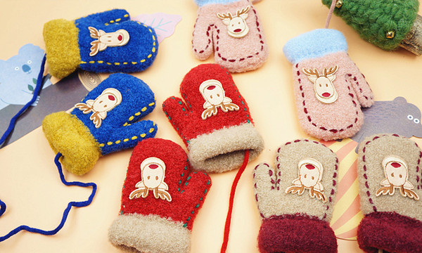 New Arrival Baby Deer Gloves Mittens For Children Kids Cute Cartoon Animal Wool Winter Warm Mitten Xmas Gift