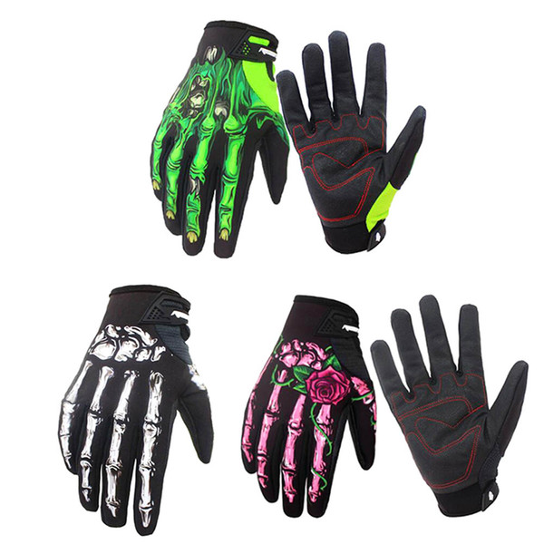 3 Color Gloves Full Finger 1 Pair Knight Flower Skeleton Printed Hand Gloves 3d Ghost Skeleton Skull Bone Gloves