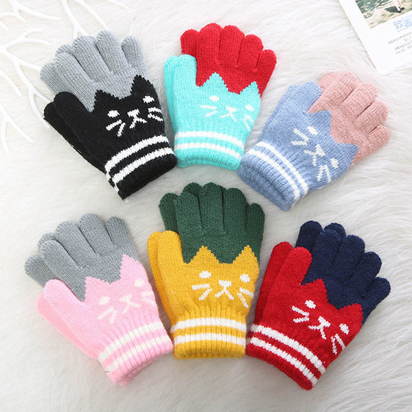 Cartoon Children Finger Gloves kids Winter Gloves cat cute boys Glove Mittens Girls Knitted Gloves Girls Glove Baby Mittens A3079