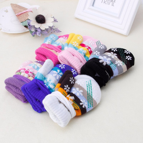 High Quality winter Children's Mittens Baby Kids Children Snow Stripe Gloves Soft Knit Winter Warm Mitten Christmas