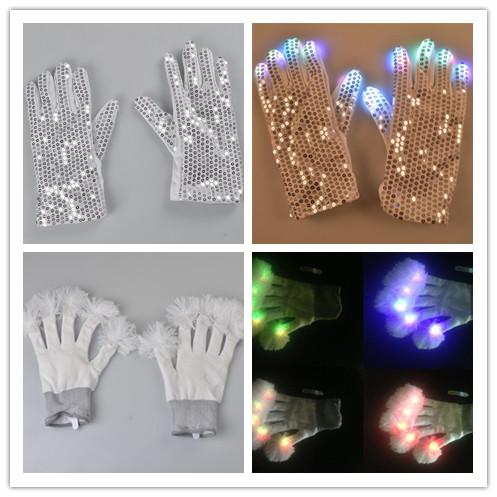 Fashion Sequins Led flash Gloves LED Fluffy Glove Holloween Christmas New Year Party Masquerade Performace Bar Dance Props Flashig Boom Mitt