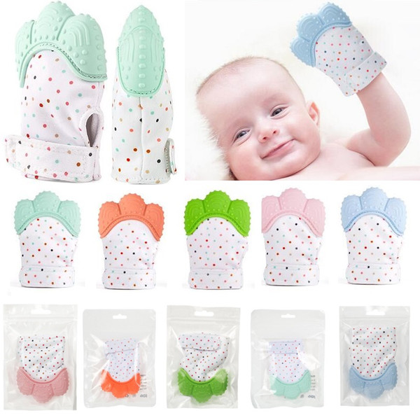 5 Colors Silicone Teether Baby Pacifier Glove Baby Teething Glove Newborn Nursing Mittens Kids Teether Chewable Nursing Beads