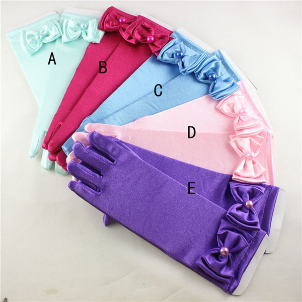 Fancy Princess Gloves for Girls Kids Long-tube Gloves Sleeve Bowknot Design Cute Girl Party Gloves Winter Gift Multicolor