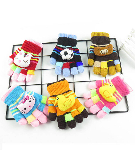 Winter Lovely Cartoon Children's Finger Gloves Baby Kids Boy Girls Maternity Accessories Cashmere Keep Warm Knitting Gloves Mittens Dual Use