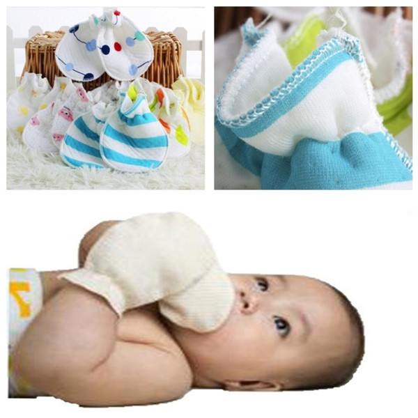 Baby Glove Anti-grasping Newborn Protection Face 100% Cotton Anti Scratching Gloves Striped Dots Mix Design 20 Pairs Up