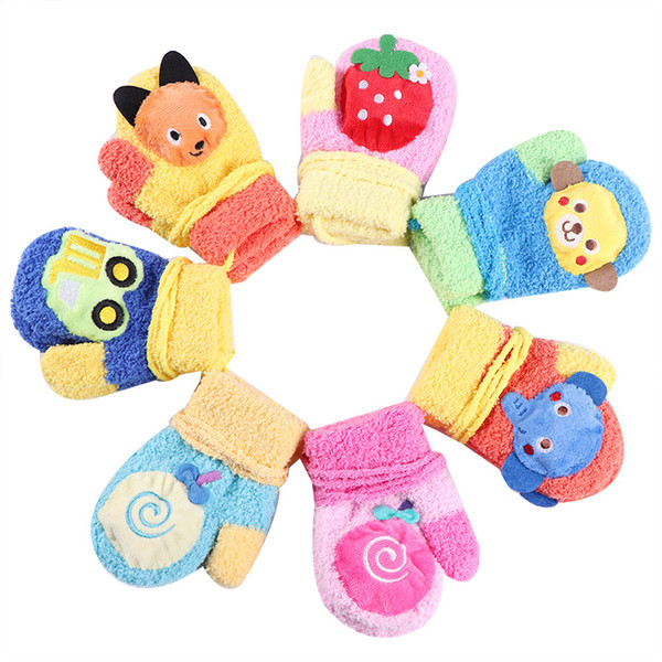 2018 Winter New Pattern Children Glove Lovely Cartoon Keep Warm Baby Glove Halter Children Mittens Baby Glove