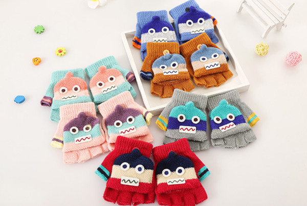 2018 Hot Sale Unisex fashion lovely Warm keep Warm Pure Cotton Half-finger Gloves for Baby