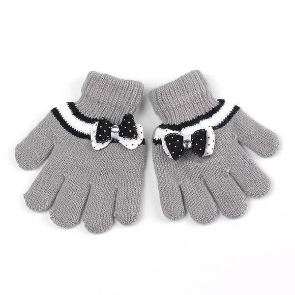 Bow Girls Gloves Cotton Crochet Children Mittens Autumn Winter Kids Gloves Cashmere Warm Gloves Solid Kids Mittens Girl Clothing