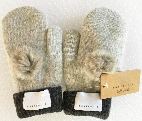 Women's Brand Gloves for Winter and Autumn Cashmere Mittens Gloves with Lovely Fur Ball Outdoor sport warm Winter Gloves 8 color