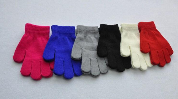 1Pair Magic Glove Girls Boys Kid Full Finger Stretchy Knitted Winter Warm Pick Gloves Mixed Color Knitted Gloves