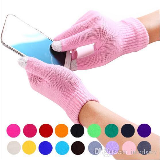 Touch Screen Gloves Capacitive Screen Conductive Glove Men Knit Wool Mitten Winter Warm Gloves Female Gloves For Mobile Phone iPad B2273