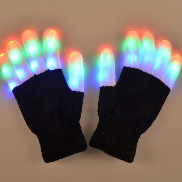 Flash gloves 7 color party led lighted toy gloves Halloween costume glowing glove led finger light up goves for party music concert DHL Free