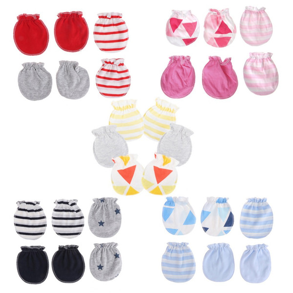 3Pairs Fashion Baby Anti Scratching Gloves Newborn Protection Face Cotton Scratch Mittens W15