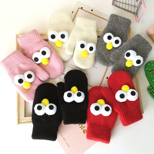 Korean Winter Children Finger Gloves cute Cartoon Fashion kids Knitted Gloves boys Fingerless Mittens keep warm Girls Gloves Wholesale A2108