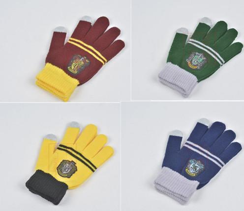 Magic School Harry Potter Gryffindor Touch Screen Gloves Slytherin Badge Five Fingers Warm Winter Knitted Gloves Christmas Cosplay Gifts