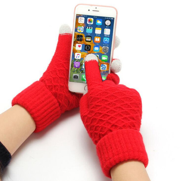 Touch Screen Gloves Girls Solid Magic Knitted Glove Fashion Jacquard Touch Gloves For IPhone IPad Smart Phone Women Winter Warm Gloves YL862