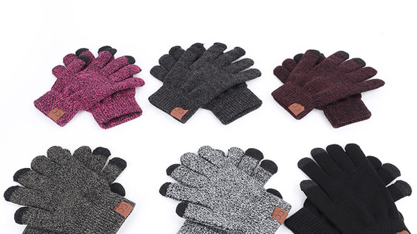 2018 Europe America Fashion Knitted CC Gloves Mittens Brand Autumn Winter Warm Touch Screen Cycling Gloves For Women And Men