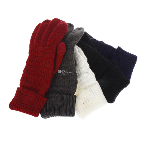 2018 new winter warm Men Women teenager wool knitting full finger gloves Crochet touch screen Mittens 5 colors C5620