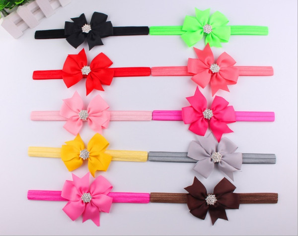 Kids Bandanas for Baby Headbands Bow multi-angle Shiny Diamond Baby Hair Accessories Girl hair elastic band Fashion Hair Ties for Girls