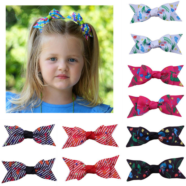 Fishtail ribbed webbing Hairpin Baby bow Barrettes Children clips Bowknot Hairpins Mermaid stripe pattern Kids Infants Hair Accessories